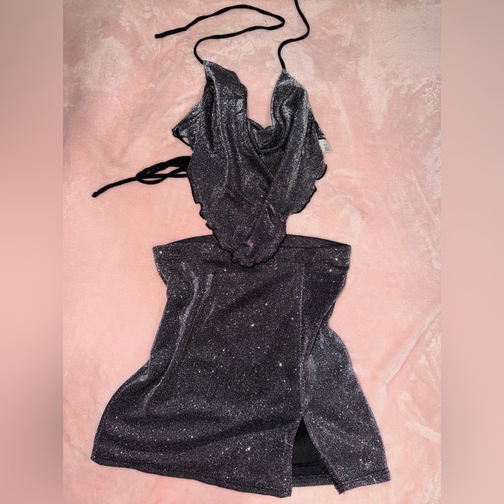 Fashion Nova Shimmering Black and Silver Outfit